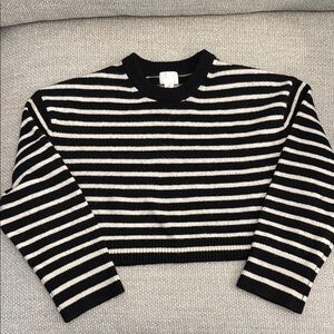 Striped Black and White Cropped Sweater